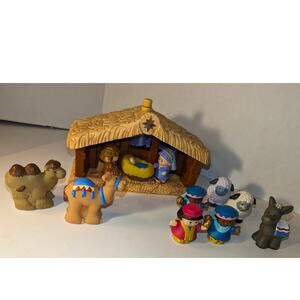 Fisher-Price Little People Nativity Playset Mary Joseph Figures Lights Sounds